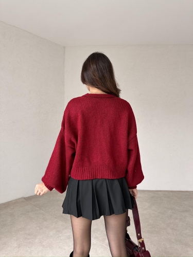 ANIELLO Cardigan 4884 - Claret Red - 4