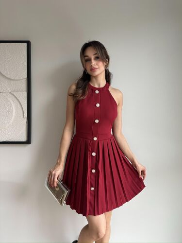 BOWİE Mini Elbise 8624 - Bordo 