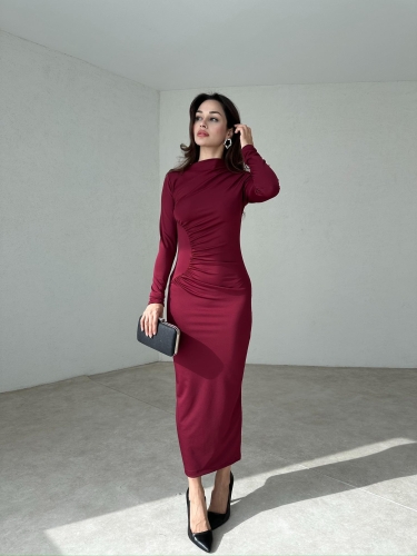 CLARK Midi Elbise 2463 - Bordo - 2