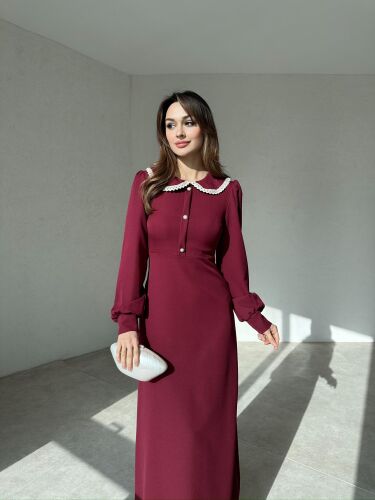 CONRİX Maxi Elbise 7347 - Bordo 