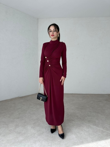 FORDES Maxi Elbise 3883 - Bordo - 2