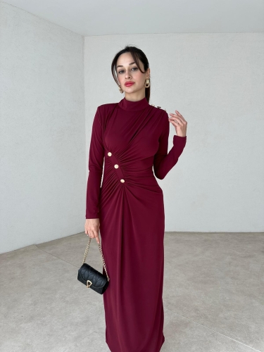 FORDES Maxi Elbise 3883 - Bordo 