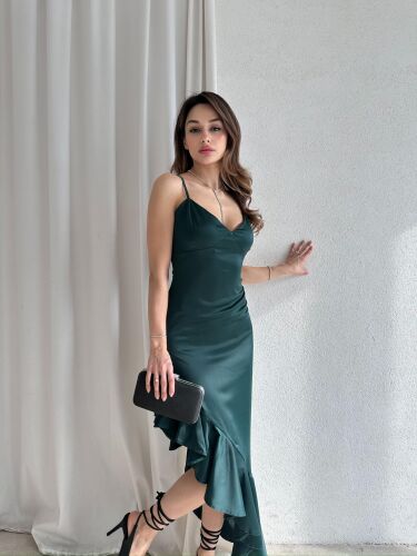 GALE Midi Elbise 7864 - Zümrüt Yeşili 