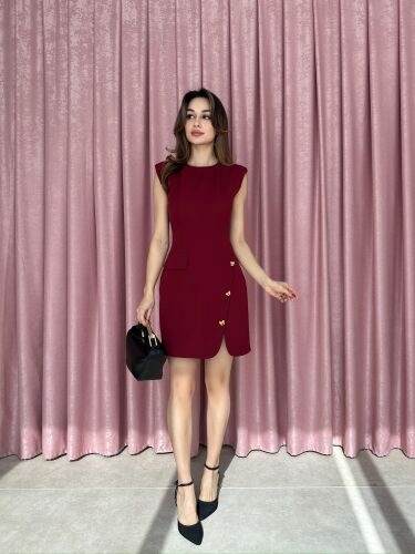 KENZİE Mini Elbise 5034 - Bordo - 4