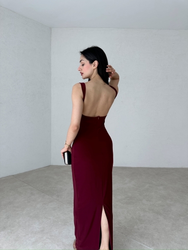 LOVELACE Maxi Elbise 3922 - Bordo - 2