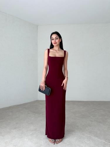 LOVELACE Maxi Elbise 3922 - Bordo - 4