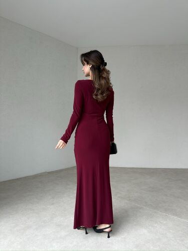 RAVİA Maxi Elbise 4367 - Bordo - 4