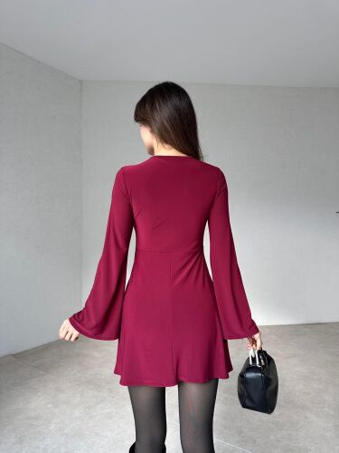 RİDELL Mini Elbise 0929 - Bordo - 3