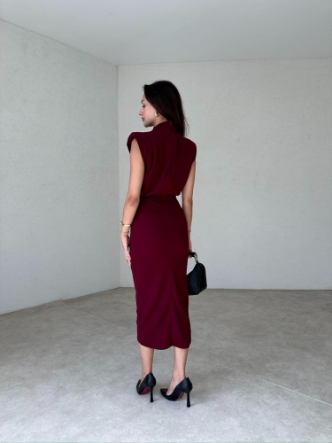 SHALLOW Midi Elbise 0958 - Bordo - 3