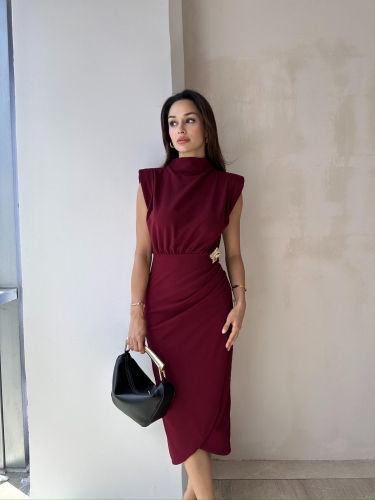 SHALLOW Midi Elbise 0958 - Bordo 