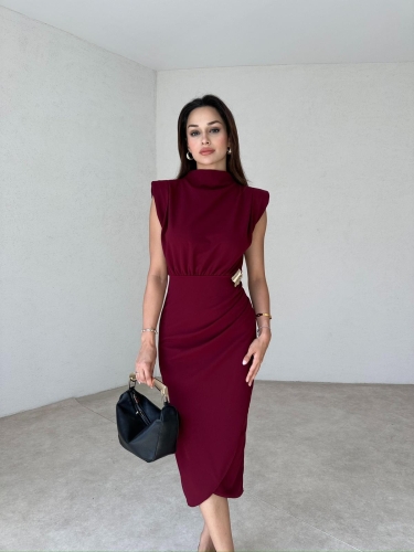 SHALLOW Midi Elbise 0958 - Bordo - 2