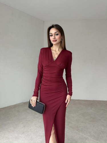 SHERWİN Maxi Elbise 6601 - Bordo 