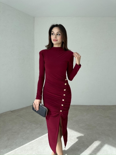 TRELLA Midi Elbise 3498 - Bordo 