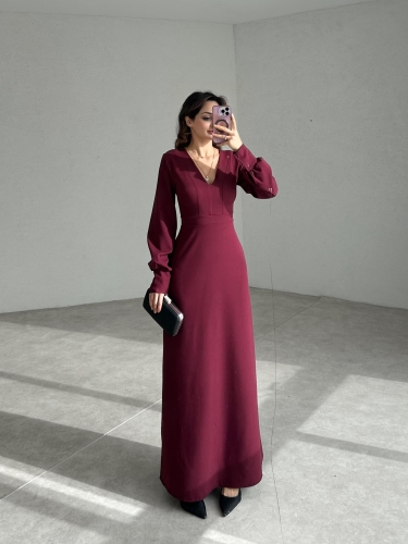 WİNSLOW Maxi Elbise 4988 - Bordo - 3